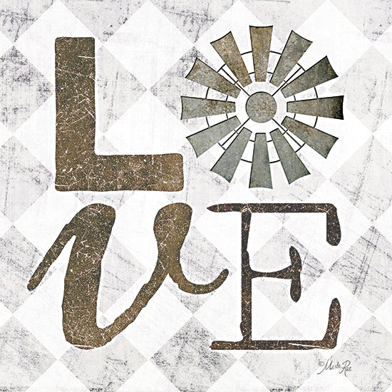 Marla Rae MAZ5708 - MAZ5708 - Love with Windmill III - 12x12 Love, Windmill, Block Letters, Farmhouse, Signs from Penny Lane