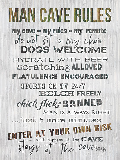 Marla Rae MAZ5753 - MAZ5753 - Man Cave Rules IV - 12x16 Man Cave Rules, Rules, Masculine, Humorous, Signs from Penny Lane