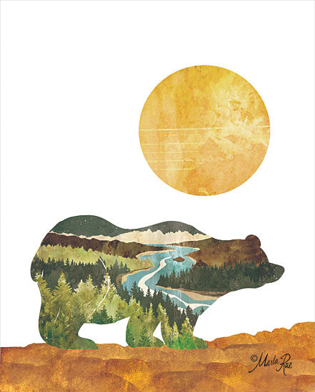 Marla Rae MAZ5829 - MAZ5829 - Forest Bear - 12x16 Abstract, Bear, Lodge, Double Exposure, Landscape, Trees, River, Sun from Penny Lane