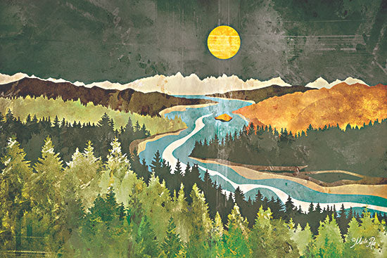 Marla Rae MAZ5833 - MAZ5833 - Mountain Moonlight - 18x12 Landscape, Mountains, River, Trees, Lake, Moon, Abstract from Penny Lane