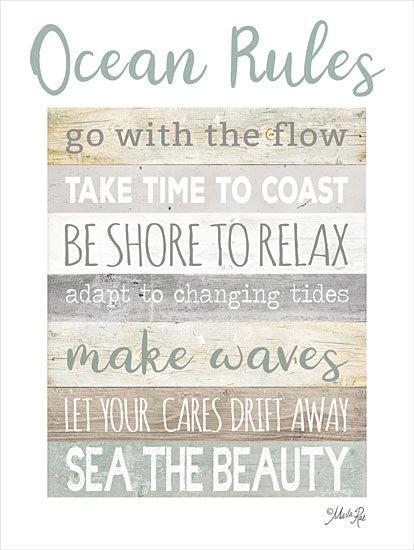 Marla Rae MAZ5836 - MAZ5836 - Ocean Rules   - 12x16 Coastal, Ocean Rules, Go With the Flow, Tropical, Typography, Signs, Textual Art, Neutral Palette, Summer from Penny Lane