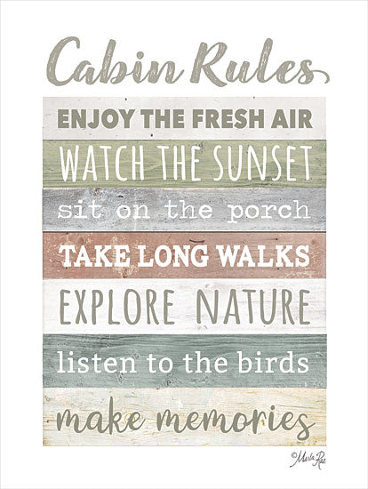 Marla Rae MAZ5838 - MAZ5838 - Cabin Rules    - 12x16 Lake, Lodge, Cabin, Rules, Typography, Signs, Leisure, Summer from Penny Lane