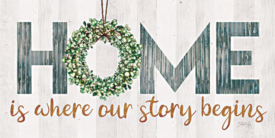 Marla Rae MAZ5840 - MAZ5840 - Home is Where Our Story Begins - 18x9 Home, Where Our Story Begins, Family, Wreath, Greenery, Calligraphy, Signs from Penny Lane