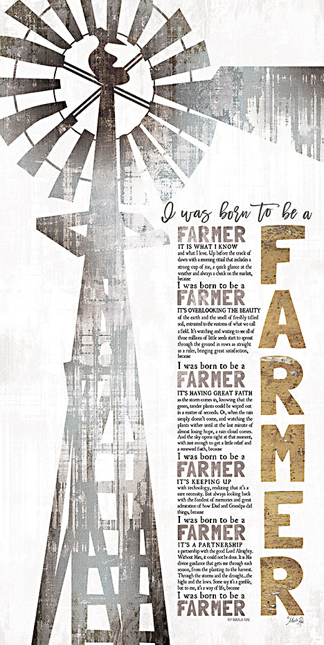 Marla Rae MAZ5858 - MAZ5858 - Born to be a Farmer - 9x18 Born to be a Farmer, Farmer, Windmill, Poem, Typography, Signs from Penny Lane