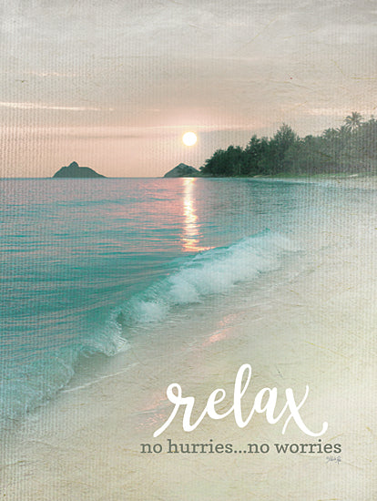 Marla Rae MAZ5884 - MAZ5884 - Relax at the Beach - 12x16 Coastal, Beach, Ocean, Landscape, Trees, Relax, No Hurries, No Worries, Typography, Signs, Textual Art, Sand, Waves, Photography from Penny Lane