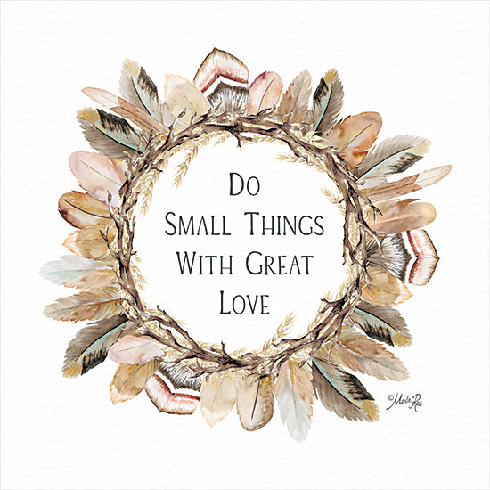 Marla Rae MAZ5911 - MAZ5911 - Do Small Things with Great Love - 12x12 Inspirational, Do Small Things with Great Love, Typography, Signs, Textual Art, Wreath, Feathers, Bohemian, Nature from Penny Lane