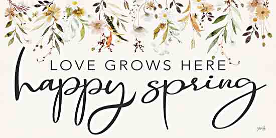Marla Rae MAZ5992 - MAZ5992 - Happy Spring - 18x9 Spring, Inspirational, Love Grows Here - Happy Spring, Typography, Signs, Textual Art, Flowers, Spring Flowers, Greenery from Penny Lane
