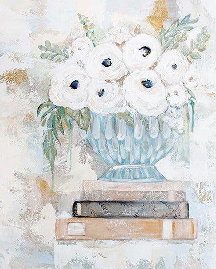 Mackenzie Kissell MKA133 - MKA133 - Flowers in the Library - 12x16 Flowers, Still Life, White Flowers, Abstract, Bouquet, Books from Penny Lane