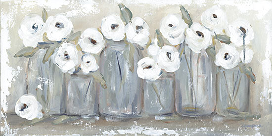 Mackenzie Kissell MKA156 - MKA156 - White Floral Filled Jars - 24x12 Still Life, Flowers, White Flowers, Jars, Glass Jars, Spring, Farmhouse/Country, Abstract from Penny Lane