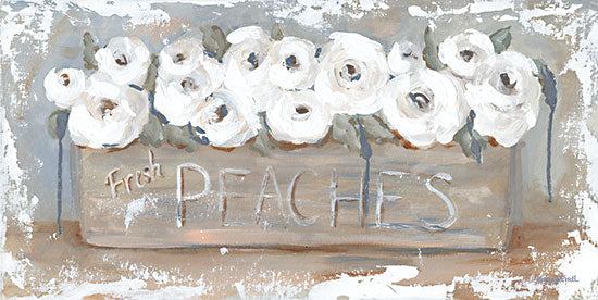 Mackenzie Kissell MKA157 - MKA157 - Peach Box Florals - 24x12 Still Life, Flowers, White Flowers, Peach Crate, Spring, Farmhouse/Country, Fresh Peaches, Typography, Signs, Abstract from Penny Lane