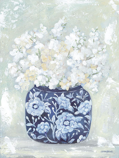 Mackenzie Kissell MKA160 - MKA160 - Pretty Petals in Blue - 12x16 Flowers, White Flowers, Spring, Blue & White Vase, Blue & White Pottery, Vintage, Decorative from Penny Lane