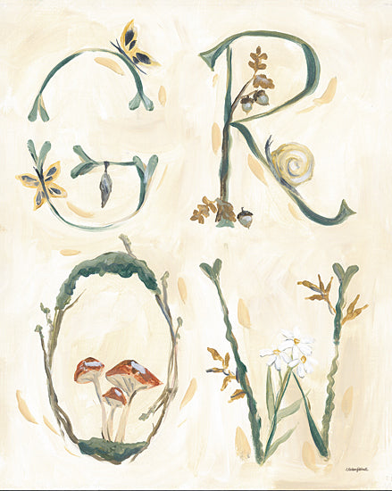 Mackenzie Kissell MKA175 - MKA175 - Grow - 12x16 Typography, Signs, Textual Art, Grow, Mushrooms, Nature, Butterflies, Flowers, Acorns, Snail, Garden from Penny Lane
