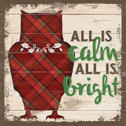 Misty Michelle MMD250 - All is Calm All is Bright Owl - Owl, Holiday, Signs, Plaid from Penny Lane Publishing