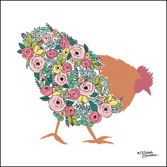 MN132 - Floral Rooster - 12x12