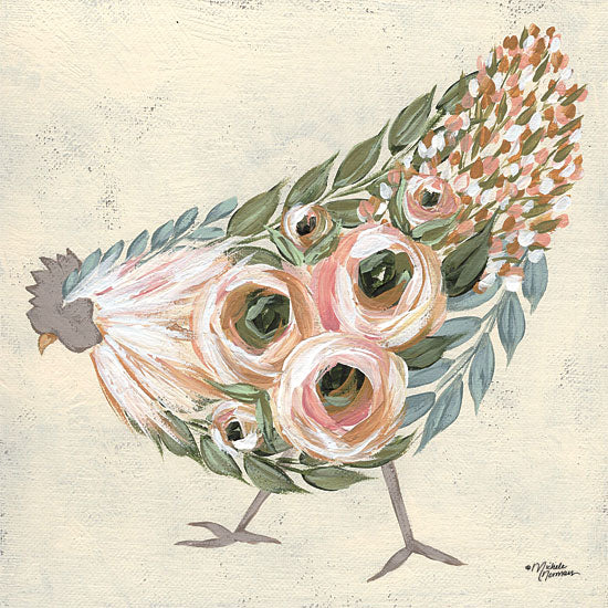 Michele Norman MN166 - MN166 - Astrid the Hen   - 12x12 Hen, Flowers, Abstract from Penny Lane