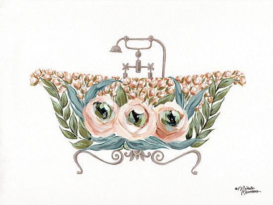 Michele Norman MN195 - MN195 - Vintage Bathtub     - 16x12 Bath, Bathroom, Bathtub, Vintage Bathtub, Flowers, Whimsical from Penny Lane