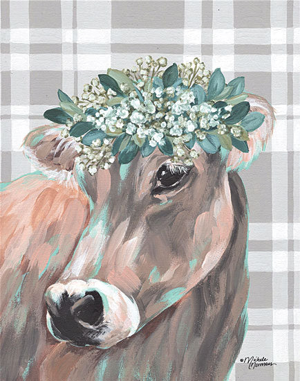Michele Norman MN208 - MN208 - Henrietta   - 12x16 Henrietta, Cow, Floral Crown, Plaid from Penny Lane