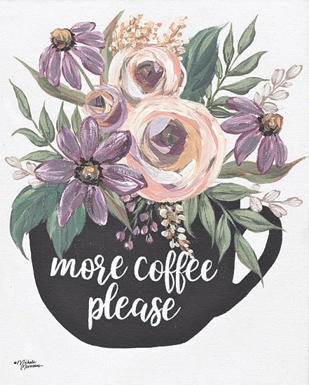 Michele Norman MN217 - MN217 - More Coffee Please - 12x16 Signs, Typography, Flowers, Coffee, Coffee Cup from Penny Lane