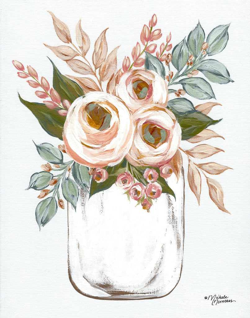 Michele Norman MN221 - MN221 - Floral Jar     - 12x16 Flowers, Mason Jar from Penny Lane
