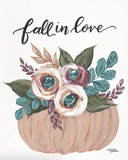 Michele Norman MN226 - MN226 - Fall in Love - 12x16 Fall in Love, Pumpkin, Flowers, Autumn, Signs from Penny Lane