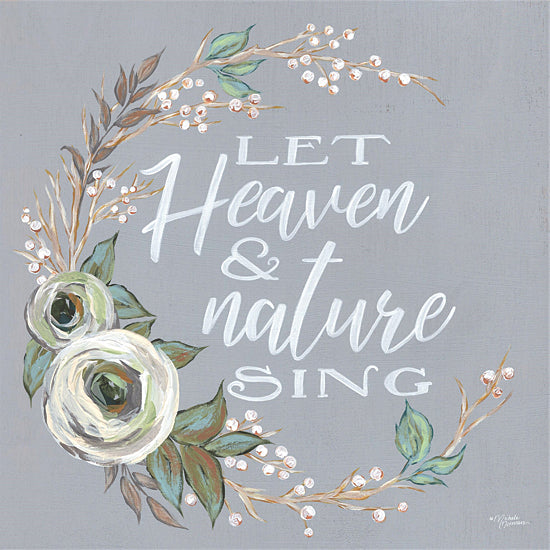 Michele Norman MN235 - MN235 - Let Heaven & Nature Sing - 12x12 Let Heaven and Nature Sing, Flowers, Holidays, Christmas, Flower Swag, Signs from Penny Lane