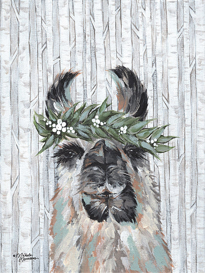 Michele Norman MN238 - MN238 - Lizzy the Winter Llama - 12x16 Llama, Floral Crown, Birch Trees, Animal from Penny Lane