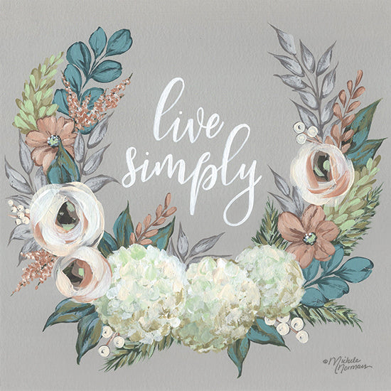 Michele Norman MN251 - MN251 - Live Simply    - 12x12 Live Simply, Flowers, Swag, Signs, Motivational from Penny Lane
