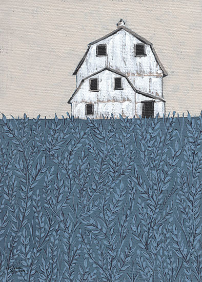 Michele Norman MN258 - MN258 - Fields of Blue - 12x16 Barn, White Barn, Farm, Abstract, Fields, Blue and White, Rustic from Penny Lane