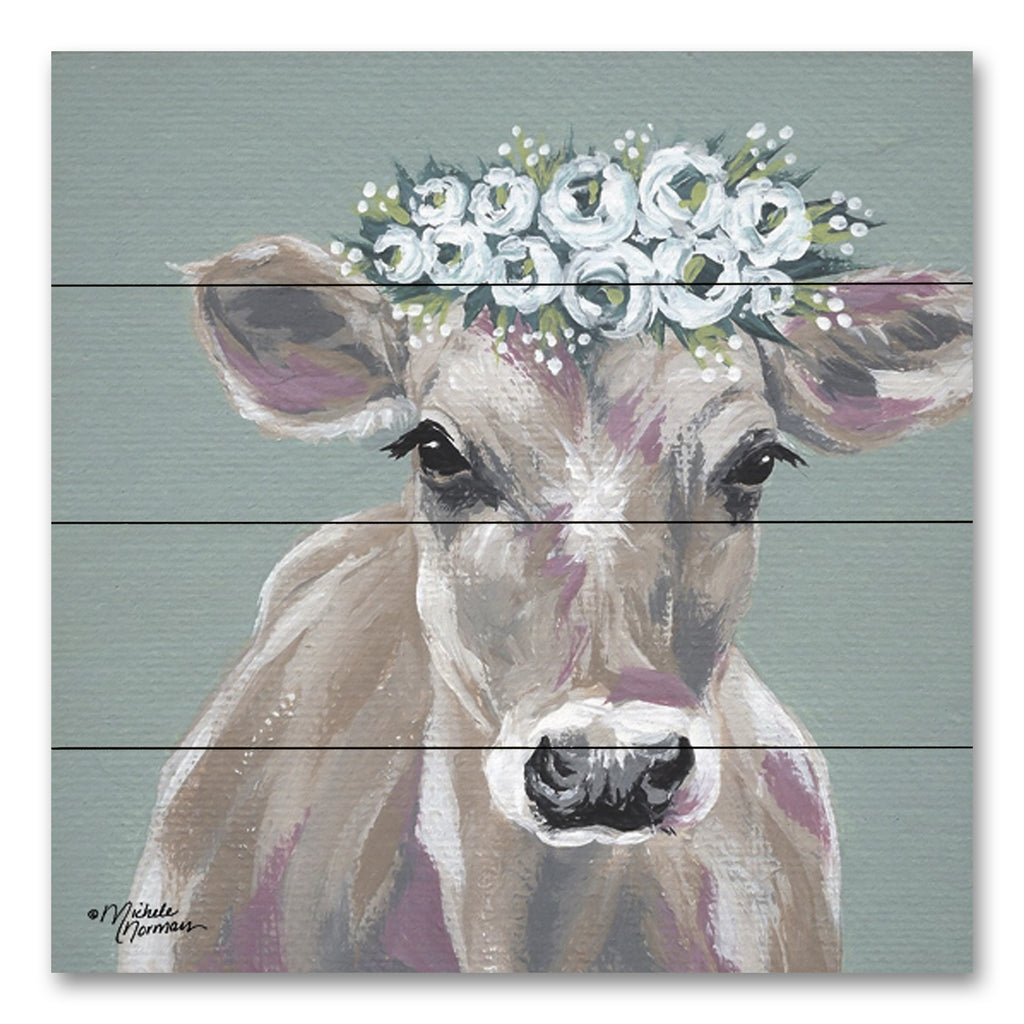 Michele Norman MN259PAL - MN259PAL - Betty     - 12x12 Animals, Cow, Flowers, Floral Crown, Whimsical, French Country from Penny Lane