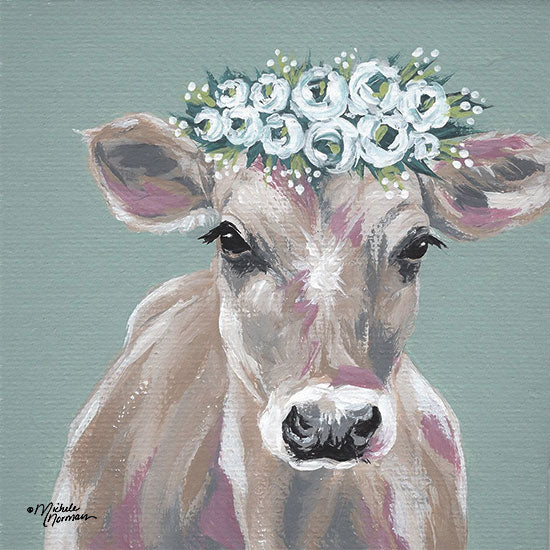 Michele Norman MN259 - MN259 - Betty     - 12x12 Animals, Cow, Flowers, Floral Crown, Whimsical, French Country from Penny Lane