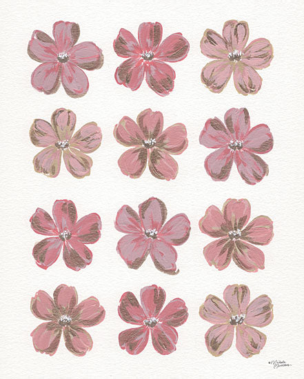 Michele Norman MN264 - MN264 - Pretty in Pink - 12x16 Pink Flowers, Rows of Flowers, Blooms, Pink & White from Penny Lane