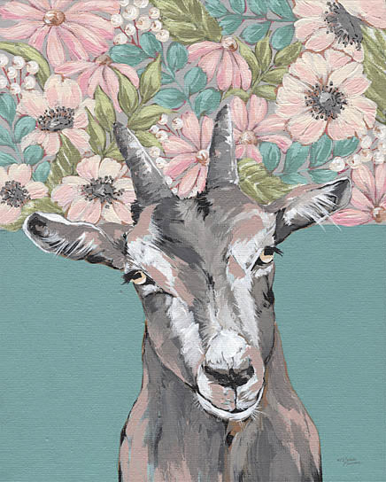 Michele Norman MN277 - MN277 - Gertie the Goat - 12x16 Goat, Floral Crown, Flowers, Pink and Blue Flowers, Whimsical from Penny Lane