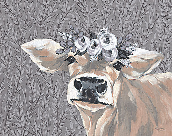 Michele Norman MN316 - MN316 - Sally - 16x12 Cow, Flowers, Floral Crown, Whimsical, Neutral Palette from Penny Lane