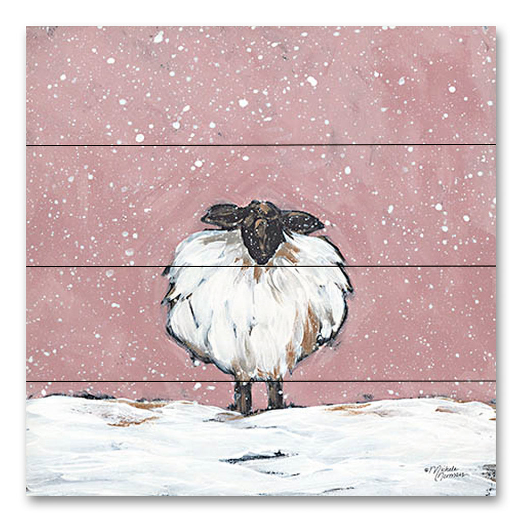 Michele Norman MN356PAL - MN356PAL - Pastel Pink Winter Sheep - 12x12 Sheep, Animals, Winter, Snow, Whimsical from Penny Lane