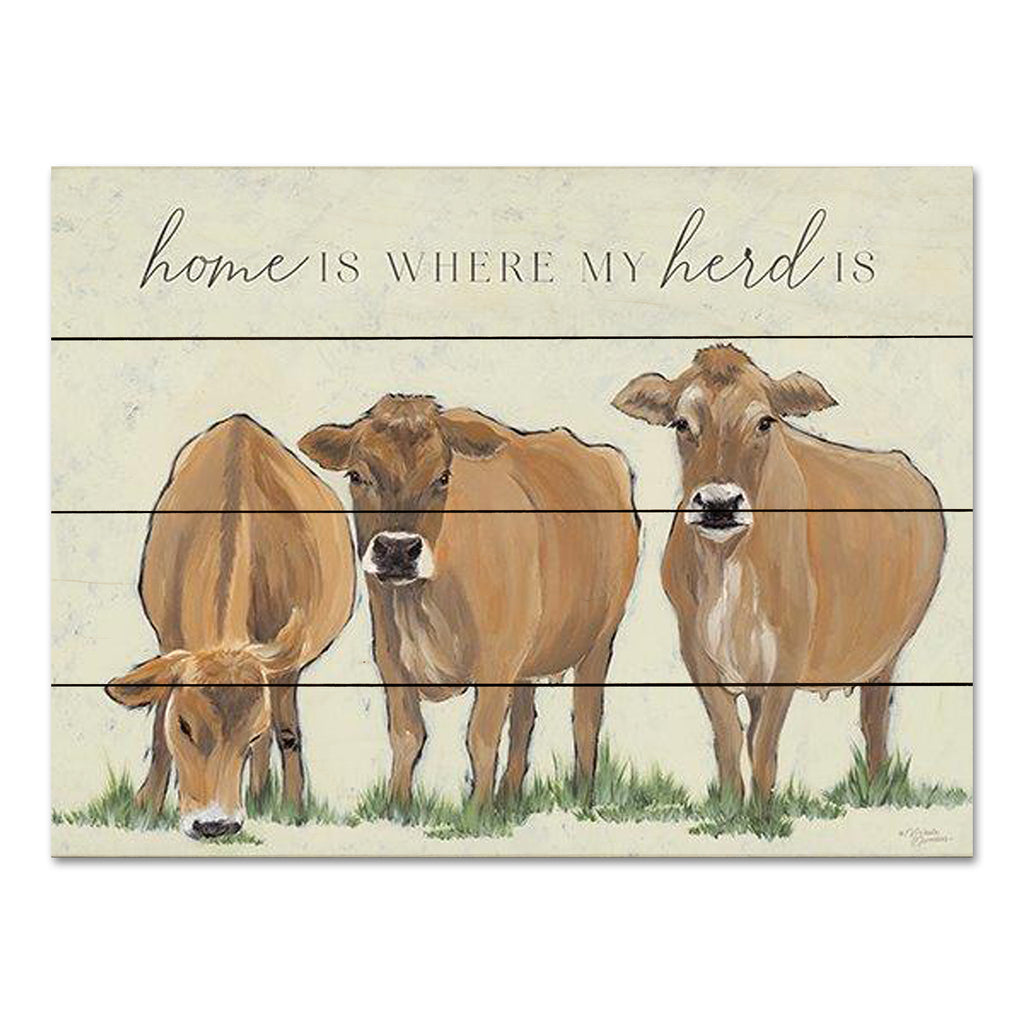 Michele Norman MN370PAL - MN370PAL - Home is Where my Herd Is - 16x12 Cows, Home is Where my Herd Is, Home, Typography, Signs, Farm Animals, Farmhouse/Country from Penny Lane