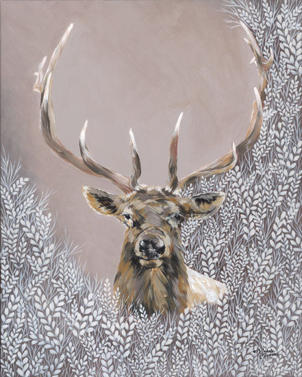Michele Norman MN392 - MN392 - Evander the Winter Elk    - 12x16 Elk, Wildlife, Lodge, Masculine, Greenery, Winter from Penny Lane