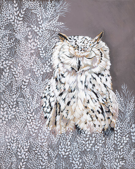 Michele Norman MN394 - MN394 - Oliver the Winter Owl     - 12x16 Owl, White Owl, Lodge, Masculine, Greenery, Winter from Penny Lane