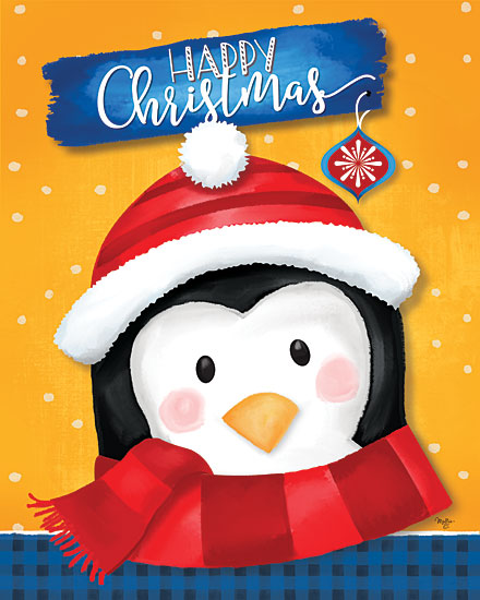Mollie B. MOL2053 - MOL2053 - Happy Christmas Penguin - 12x16 Signs, Typography, Happy Christmas, Penguin, Santa Hat, Scarf from Penny Lane