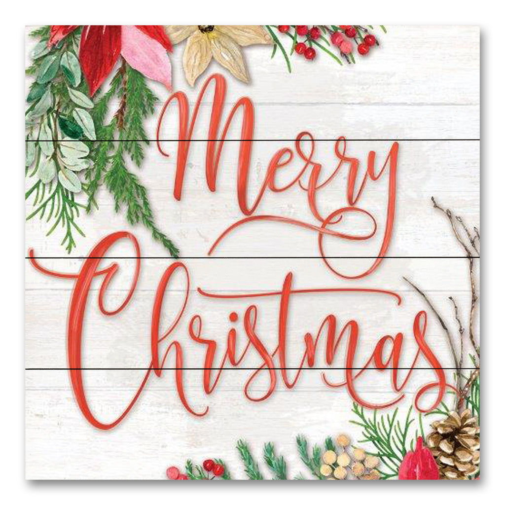 Mollie B. MOL2176PAL - MOL2176PAL - Merry Christmas Poinsettias - 12x12 Christmas, Holidays, Poinsettias, Christmas Flowers, Pine Spring, Typography, Signs, Winter from Penny Lane