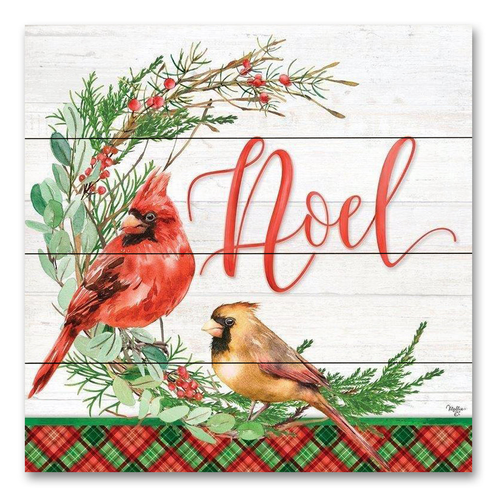 Mollie B. MOL2178PAL - MOL2178PAL - Cardinal Wreath - 12x12 Christmas, Holidays, Cardinal Wreath, Wreath, Cardinals, Birds, Noel, Typography, Signs, Plaid from Penny Lane