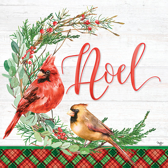 Mollie B. MOL2178 - MOL2178 - Cardinal Wreath - 12x12 Christmas, Holidays, Cardinal Wreath, Wreath, Cardinals, Birds, Noel, Typography, Signs, Plaid from Penny Lane