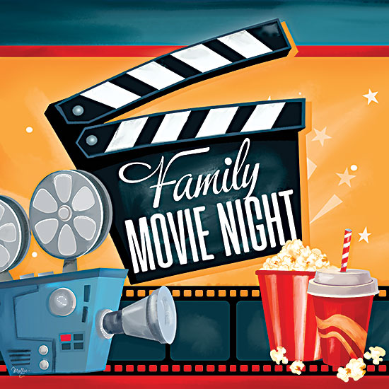 Mollie B. MOL2449 - MOL2449 - Family Movie Night - 12x12 Movies, Media Room, Family Movie Night, Movie Icons, Typography, Signs, Textual Art, Projector, Popcorn, Hobbies, Leisure from Penny Lane