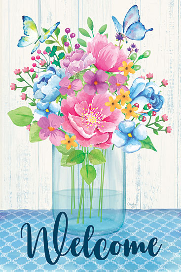 Mollie B. MOL2460 - MOL2460 - Welcome Spring Flowers - 12x18 Welcome, Flowers, Butterflies, Bouquet, Typography, Signs from Penny Lane