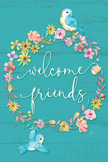 Mollie B. MOL2464 - MOL2464 - Welcome Spring Family - 12x18 Spring, Flowers, Wreath, Birds, Blue Birds, Typography, Signs, Decorative from Penny Lane
