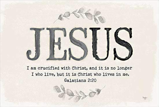 Mollie B. MOL2478 - MOL2478 - Jesus - 18x12 Religious, Jesus I Am Crucified with Christ, Bible Verse, Galatians, Typography, Signs, Greenery from Penny Lane