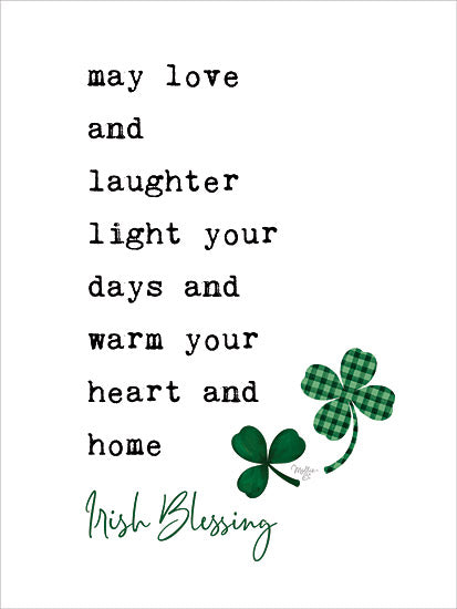 Mollie B. MOL2481 - MOL2481 - Irish Blessing - 12x16 St. Patrick's Day, Irish Blessing, Love and Laughter, Home, Shamrocks, Typography, Signs, Green from Penny Lane