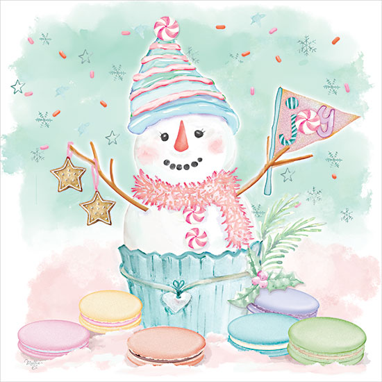 Mollie B. MOL2533 - MOL2533 - Joy Macaroons Snowman    - 12x12 Christmas, Holidays, Snowman, Macaroons, Cookies, Pastel, Kitchen, Baking, Banner, Joy from Penny Lane