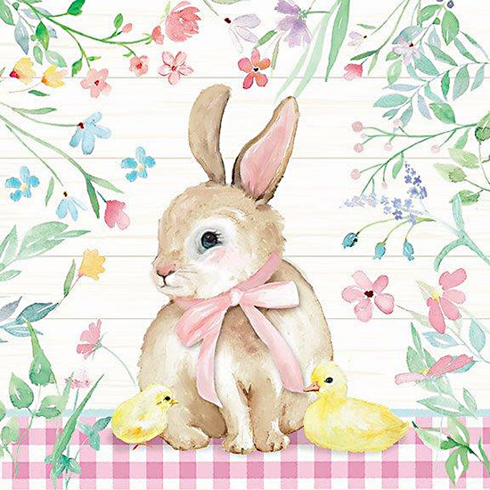 Mollie B. MOL2628 - MOL2628 - Easter Bunny & Chicks I - 12x12 Easter, Easter Bunny, Rabbit, Chicks, Flowers, Easter Flowers, Greenery, Plaid, Pink Plaid, Spring from Penny Lane
