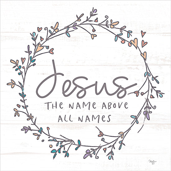 Mollie B. MOL2661 - MOL2661 - Jesus Wreath - 12x12 Religious, Jesus, the Name Above all Names, Typography, Signs, Textual Art, Wreath, Hearts from Penny Lane