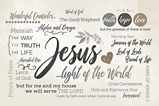 Mollie B. MOL2665 - MOL2665 - Jesus Light of the World - 18x12 Religious, Jesus, Names and Titles of Jesus, Typography, Signs, Textual Art, Heart,  Tea Stained from Penny Lane